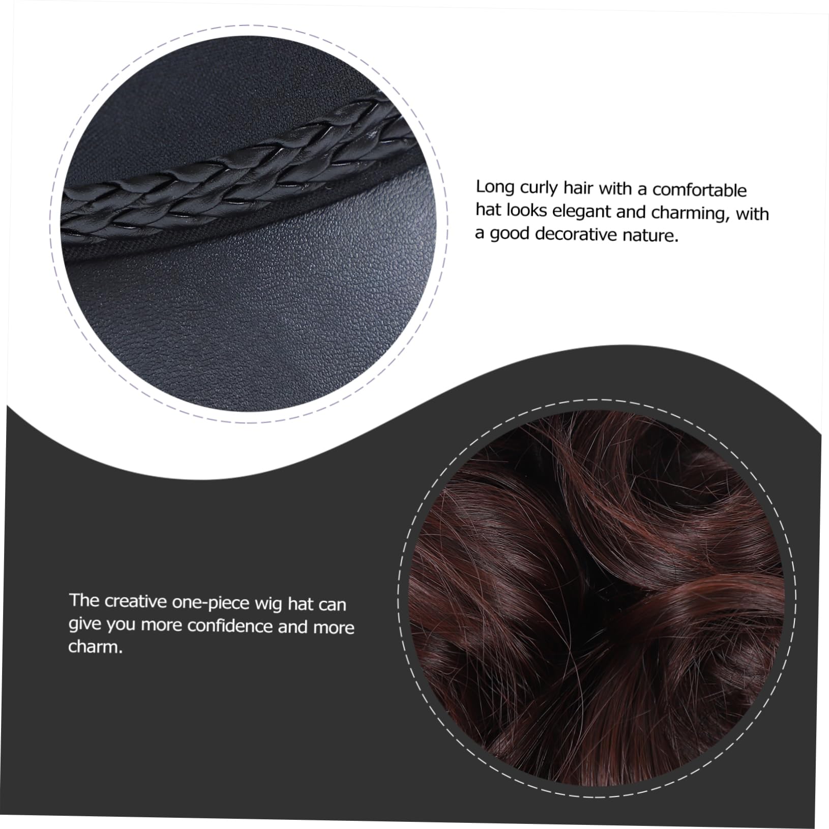 Gorro de Peluca para Mujer, Red Peluca Larga y Rizada de Pelo Sintético Resistente al Calor, Adecuado para Fiestas Temáticas y Conciertos