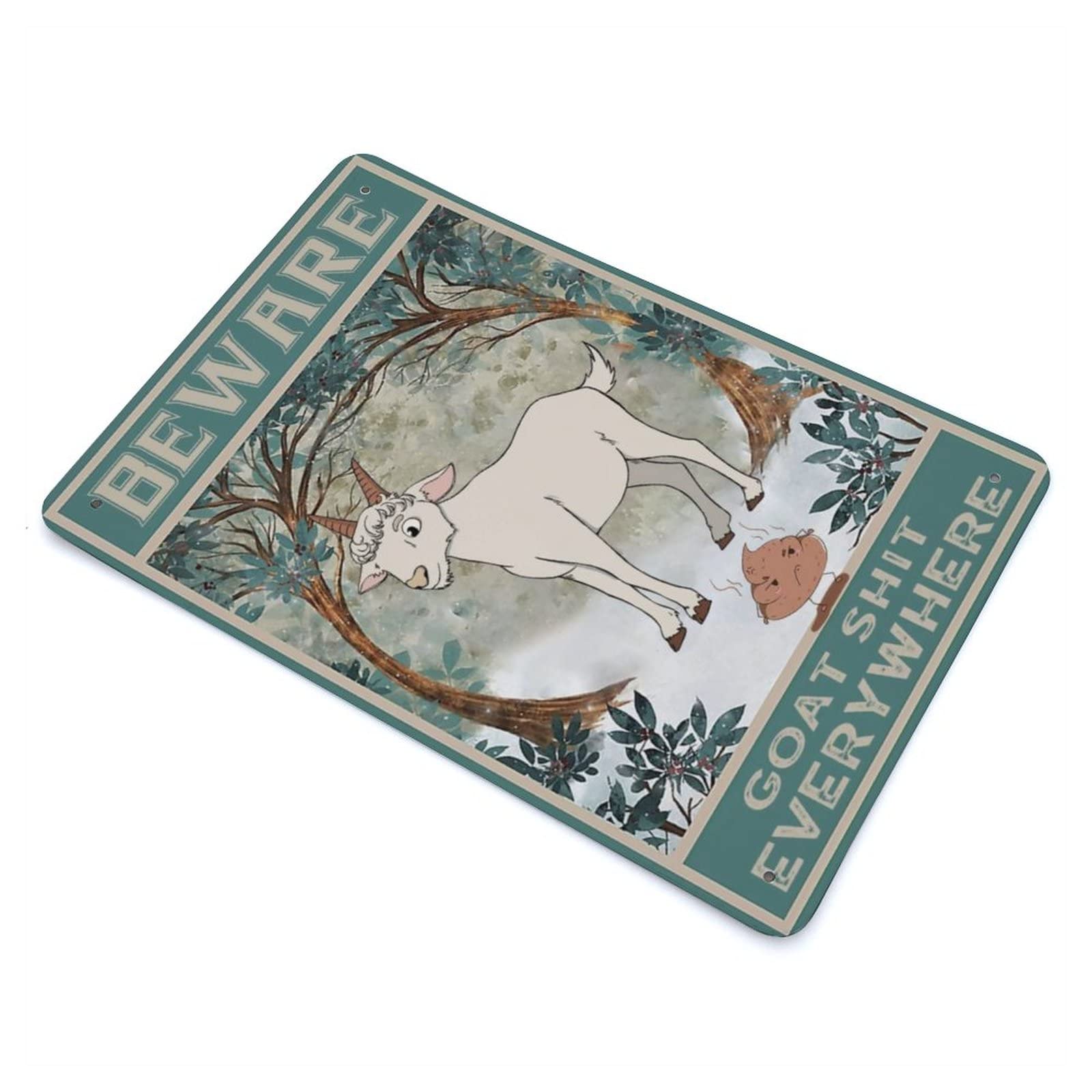 Targa in metallo vintage con scritta Beware of Goat (lingua italiana