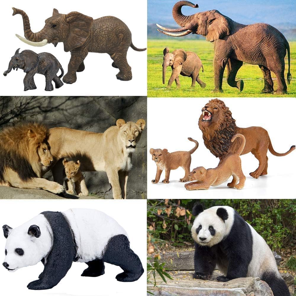 Kimicare 20PCS Safari Animals Figures Toys, Realistic Plastic Animals Figurines, African Zoo Wild Jungle Animals Playset with Elephant Giraffe Lion Tiger, Birthday Gifts for Kids Boys Girls