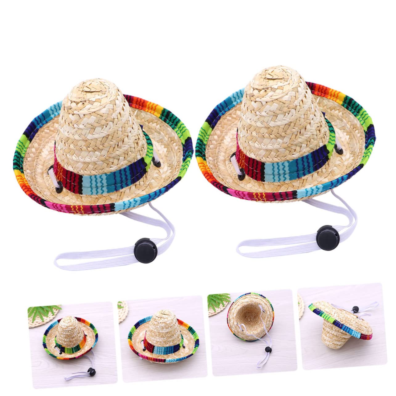 Milisten 2Pcs Straw Dog Hats Pet Sombrero Costume Accessories for Spring Parties Birthday Celebrations and Daily Walks Durable Straw Material for Dogs