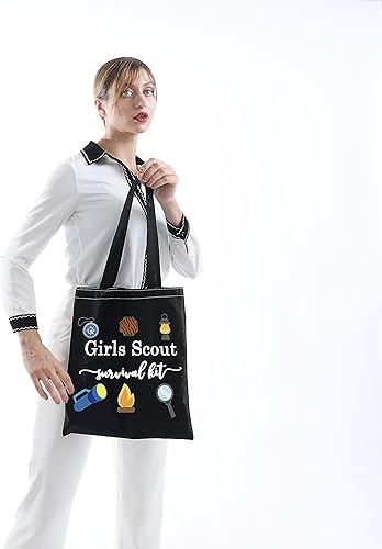 Miniatura 5 de GJTIM Scout Gift Scout Leader Gift Scout Kit de supervivencia Kit divertido cremallera bolsa accesorios, negro (Black Tote), Bolsa de cosméticos de