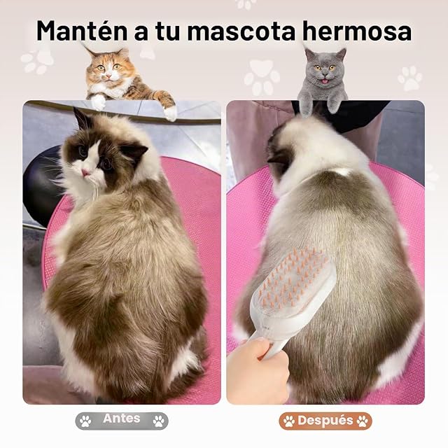 Foto 6 de 7 de Cepillo Vapor para Gatos perro, 5-In-1 Multifuncional Cepillo a Vapor para Mascotas con Tanque de Agua…