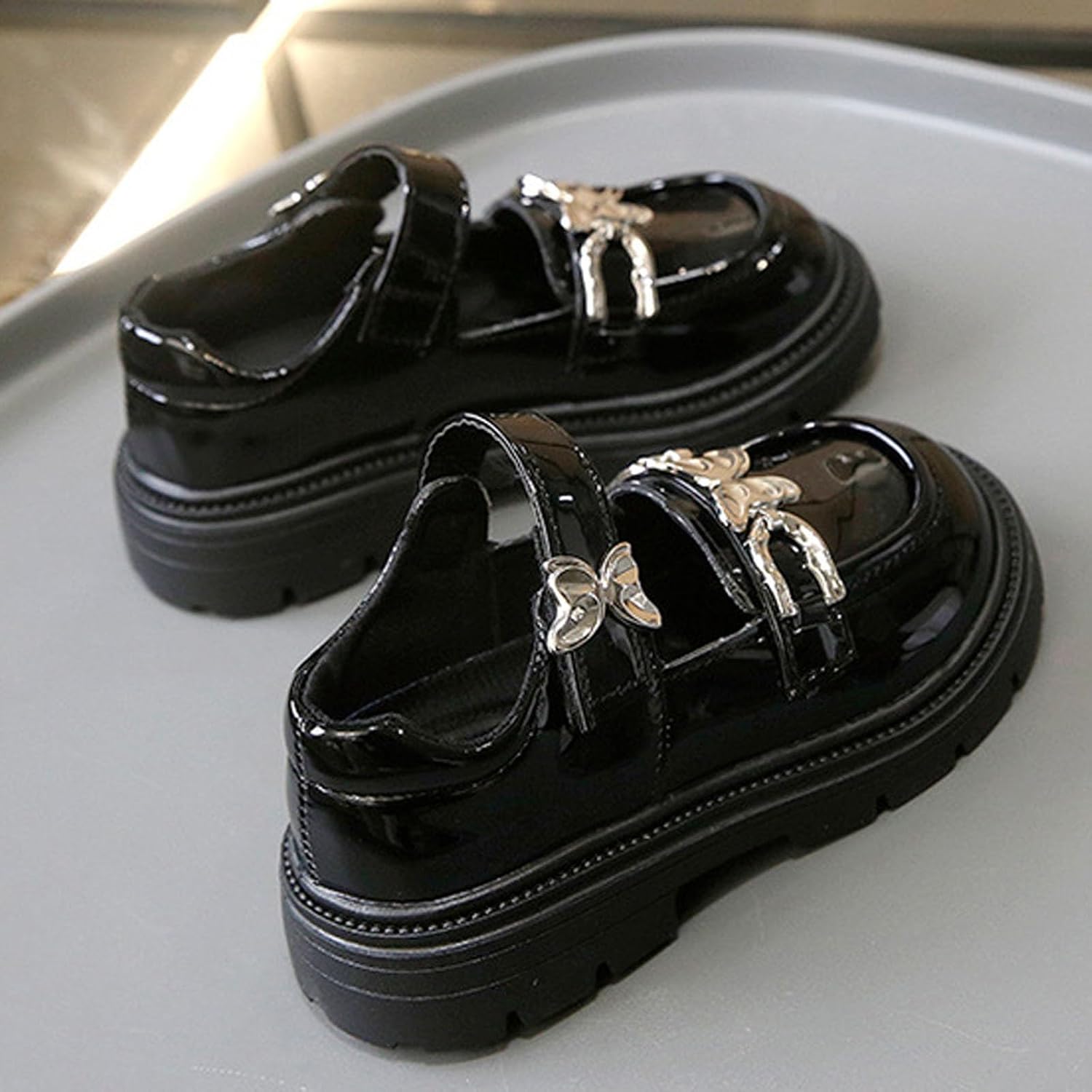 Girls School Uniform Dress Shoes Party Wedding Chunky Sole Straps Oxfords Kids Cute Mary Jane Leather Shoes