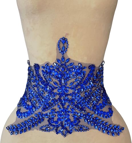 Miniatura 8 de Parches de costura de encaje con cuentas con piedras y cristales de diamantes de imitación cosidos, manualidades para disfraces de boda, decoración