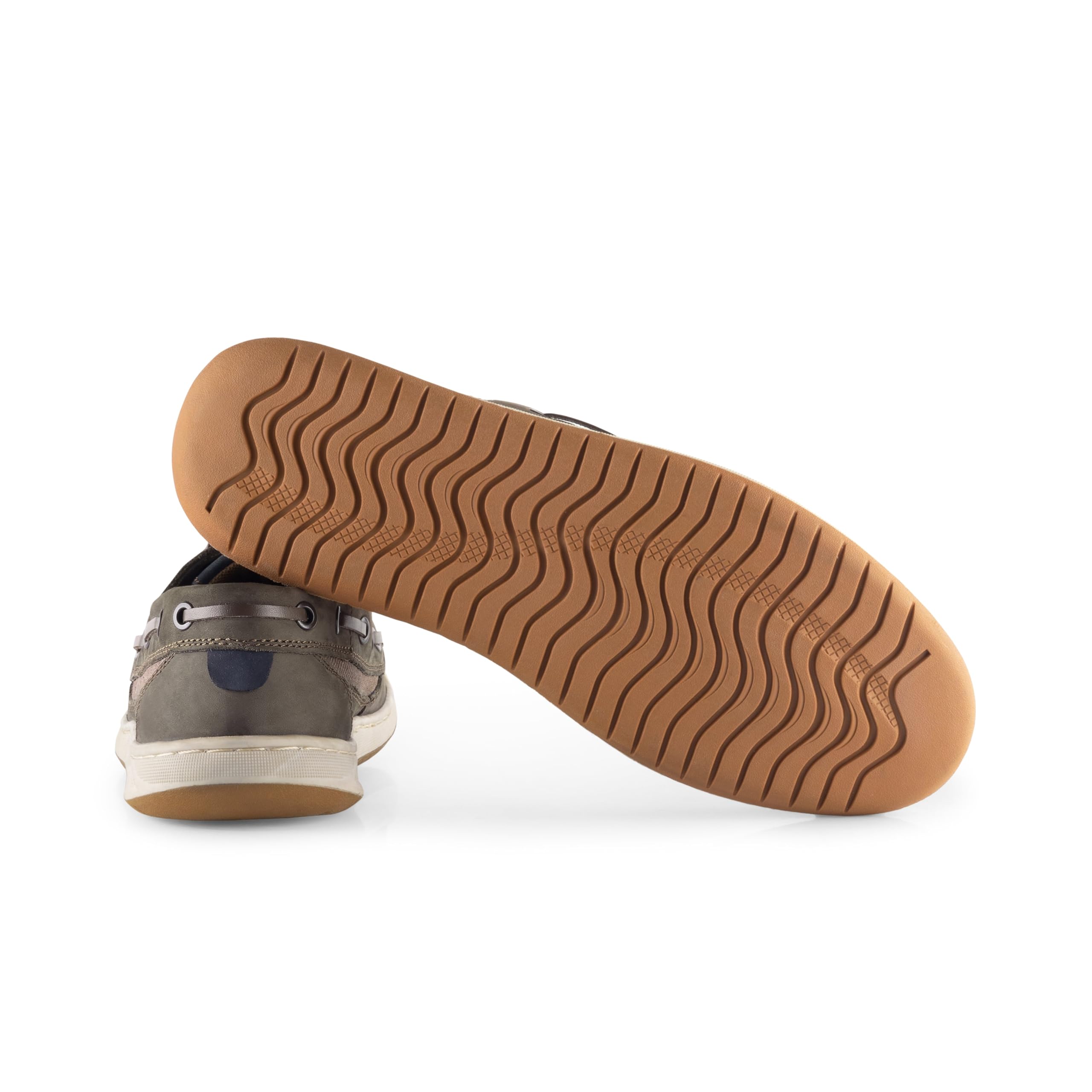 Catesby Harvard Chaussures bateau en cuir pour homme - Légères et décontractées - Mocassins d'été à enfiler - Semelle antidérapante, marron, 46 EU