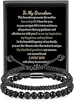 Vista 39 de Black Beaded Bracelets for Men Boys: 6mm Obsidian Onyx Lava Beads Mens Bracelet Set Mens Jewelry - Cool Anniversary Valentines Fathers Birthday