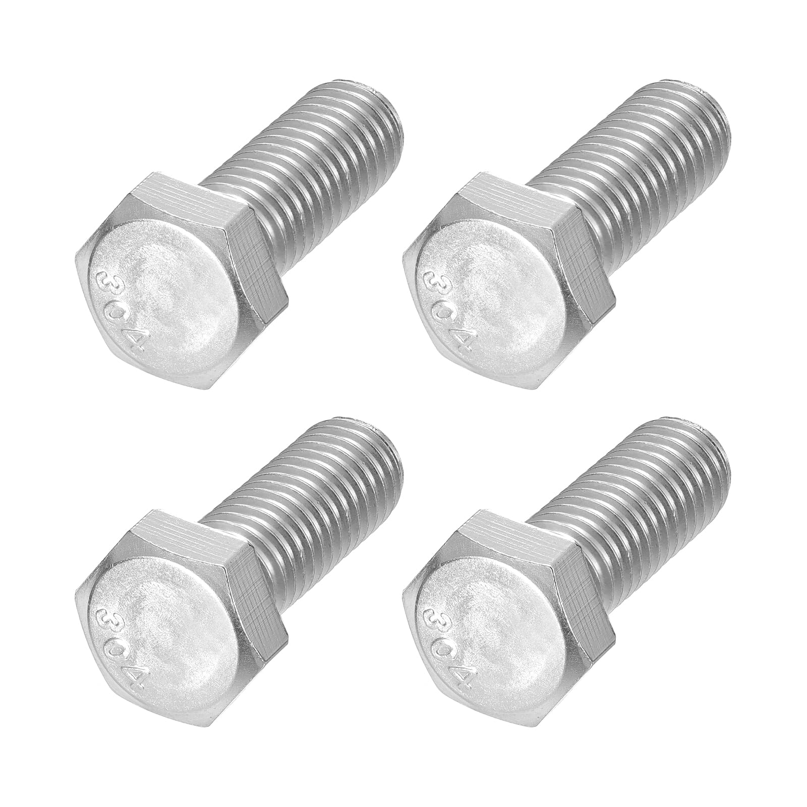 METALLIXITY Hex Head Bolts (7/16-20 x 1-1/4") 6Pcs, 304 Stainless Steel 18-8 Fully Threaded, External Hex Drive, Plain Finish