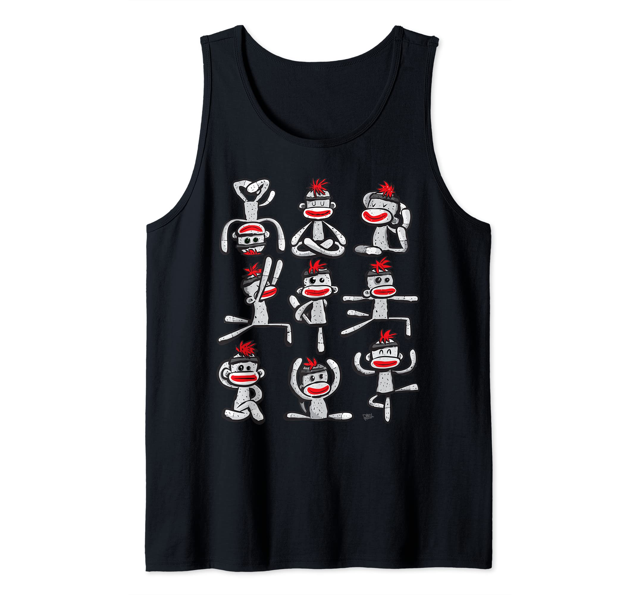Sock Monkey Yoga by PoczaMadeYoga Pose Womens Asana Sock Monkey Cute Wellness Tank Top