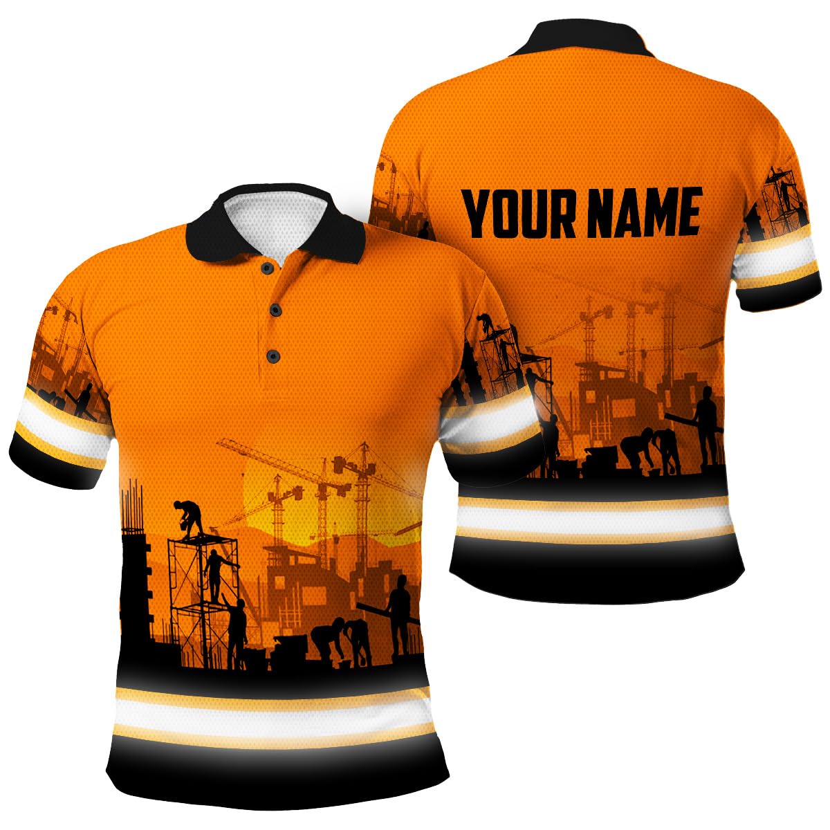 Matedecor Flag Reflective Polo Job High Visibility Shirt for Men and Women Safety Polo Shirts Workwear for Worker, Patriotic