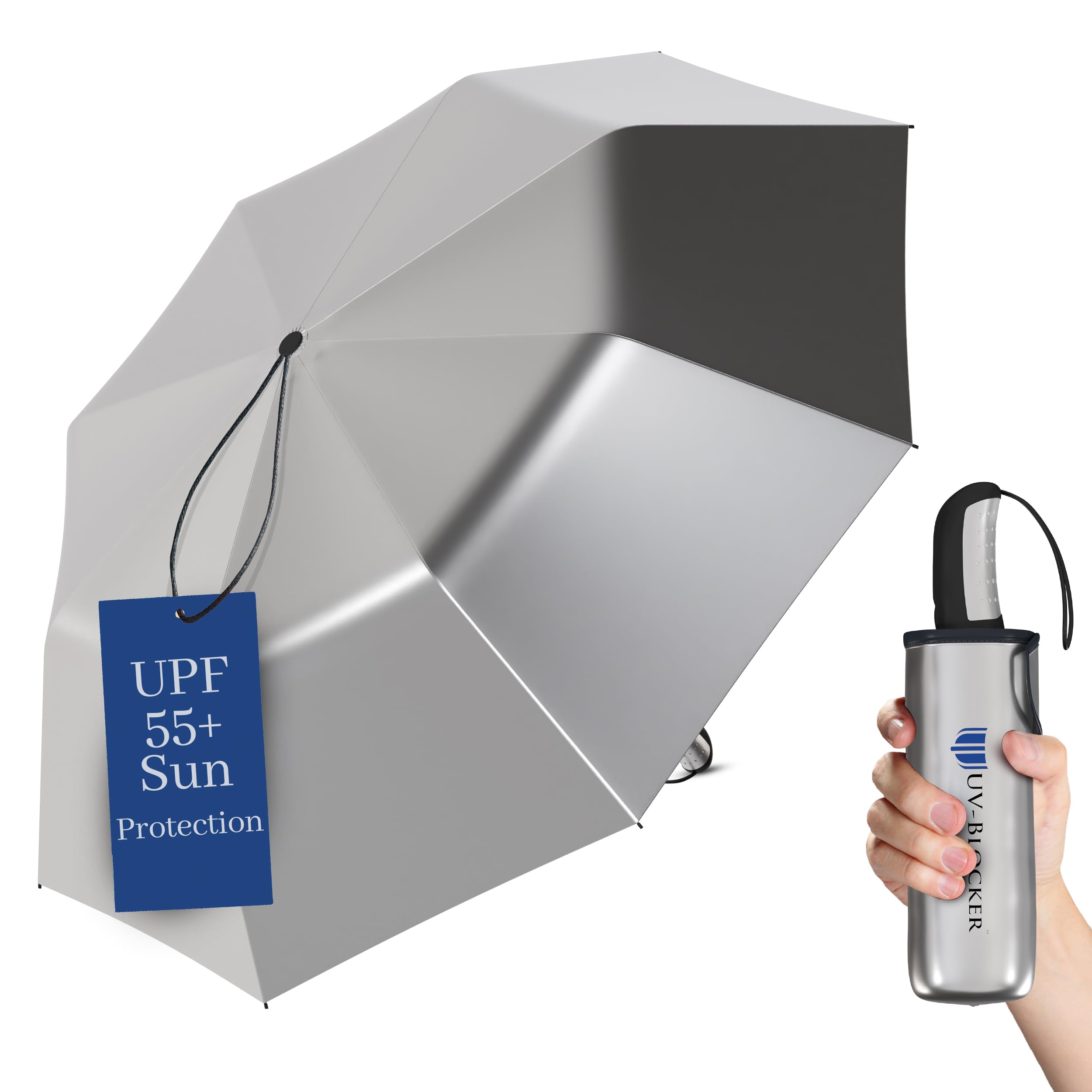 UV-Blocker Sun Umbrella UV Protection Travel Sun Protection - Auto Open, Windproof Sun Umbrella with 55+ UPF, UV Protection