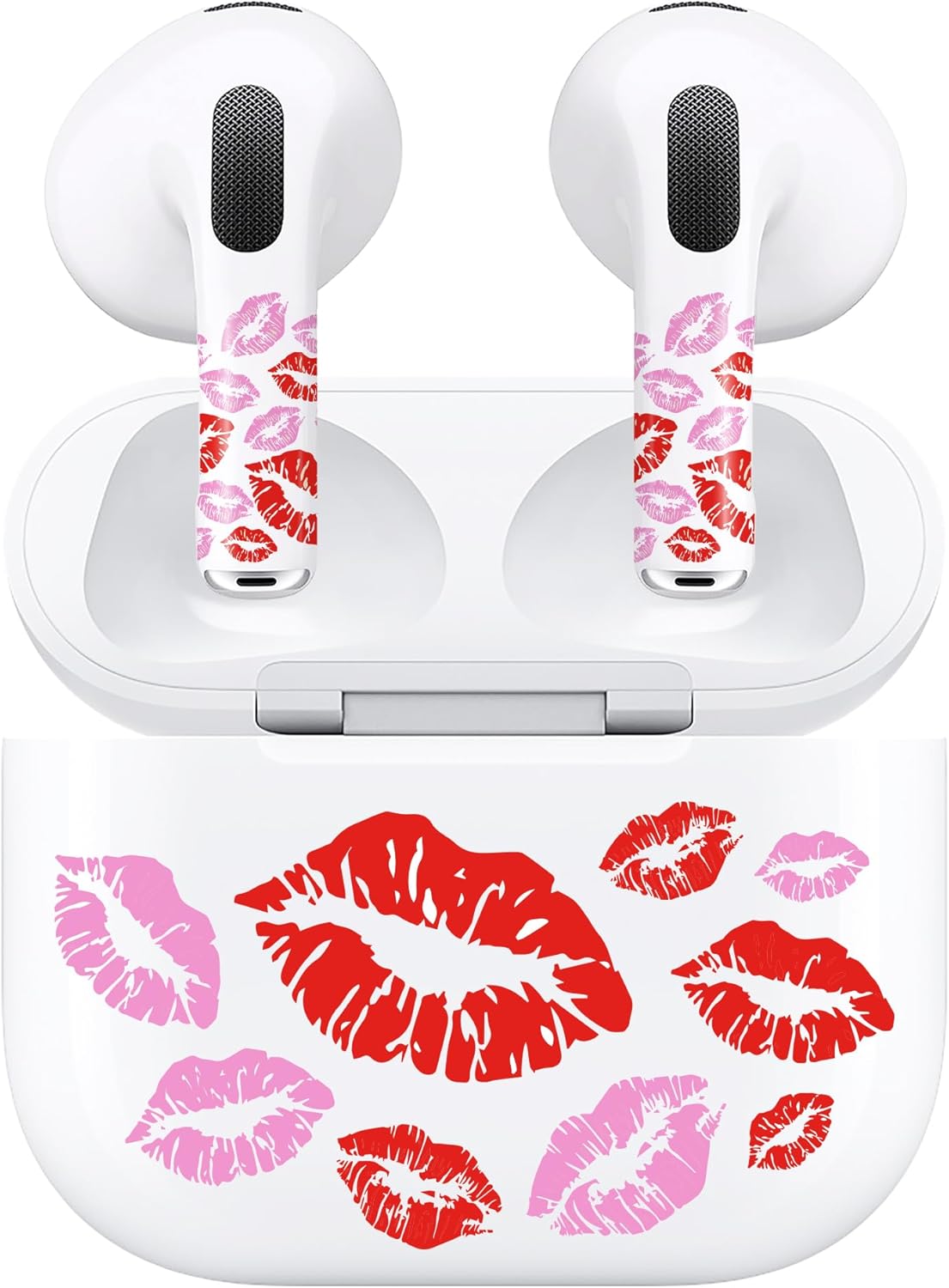 ROCKMAX Pink Lips Sticker for AirPods 3, Fashion Decal Skin Accessories for Earpods and Charging Case, Earbuds Case Cover Wrap for Girls and Women Birthday, with Cleaning Kits ROCKMAX Pink Lips Sticker for AirPods 3, Fashion Decal Skin Accessories for Earpods and Charging Case, Earbuds Case Cover Wrap for Girls and Women Birthday, with Cleaning Kits