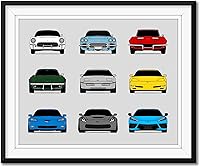 Vista 1 de Custom Car Posters Handmade Poster compatible with Chevy Corvette Generations and Print of Chevrolet Corvette (C1 C2 C3 C4 C5 C6 C7 C8) (Landscape)