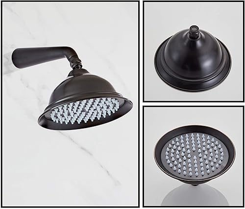 Miniatura 4 de Sistema de ducha de bronce aceitado, juego de grifo de ducha de techo para baño con cabezal de ducha de lluvia de alta presión de 8 pulgadas y