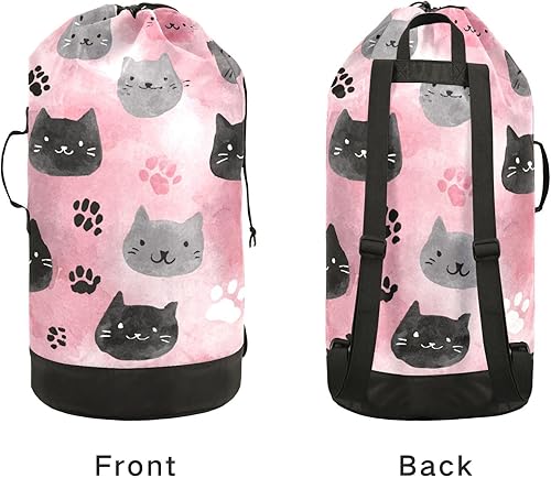 Vista 123 de Mochila de lavandería con correas ajustables para el hombro, bolsa de lavandería sucia para viajes, campamento, universidad, resistente, Rosa floral