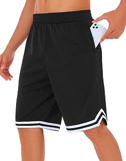 JWM Mens 11" Gym Basketball Shorts with Zipper Pockets - Quick Dry Lightweight Mesh Athletic Shorts for Workout Running