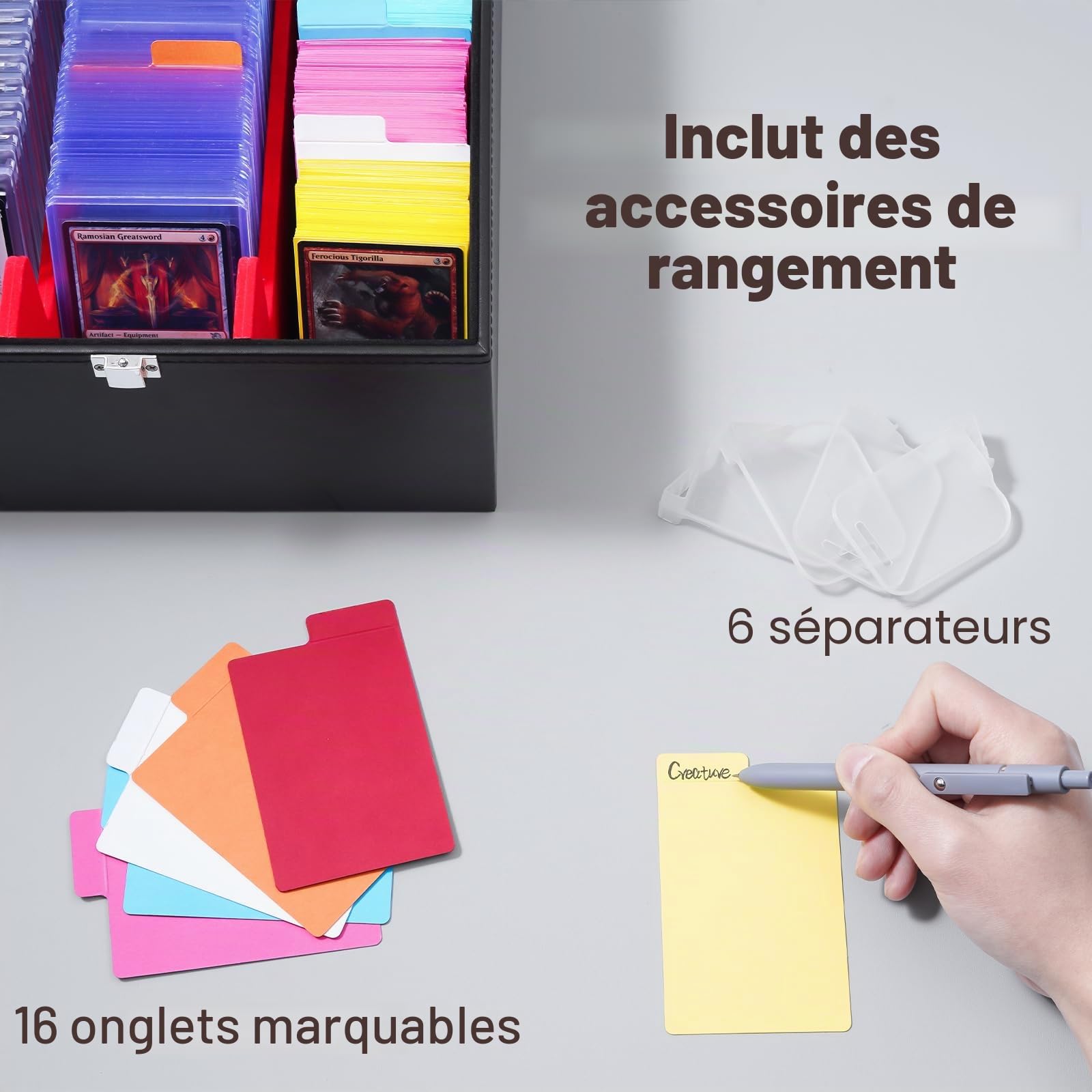 ProCase Boîte à Cartes avec couvercle transparent, Boîte de rangement pour cartes à collectionner/MTG/TCG/Yugioh/Sports Cards/Top Loader - Noir Rouge