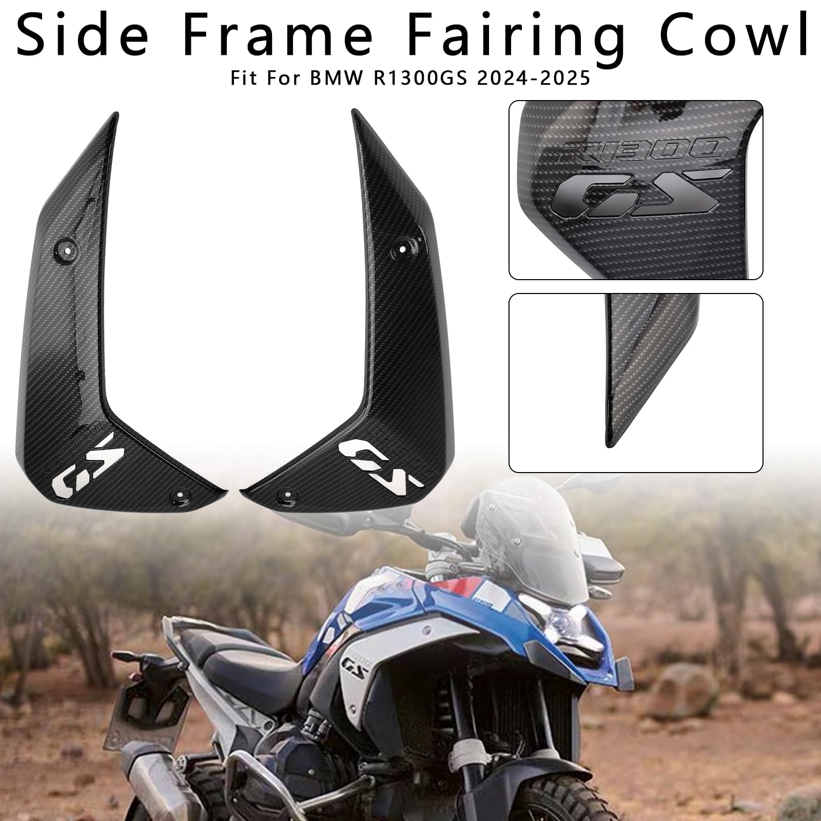 Topteng Seitliche Rahmenverkleidung, Cowl Guards, Kühlerabdeckung, passend für BMW R1300GS 2024-2025 Carbon