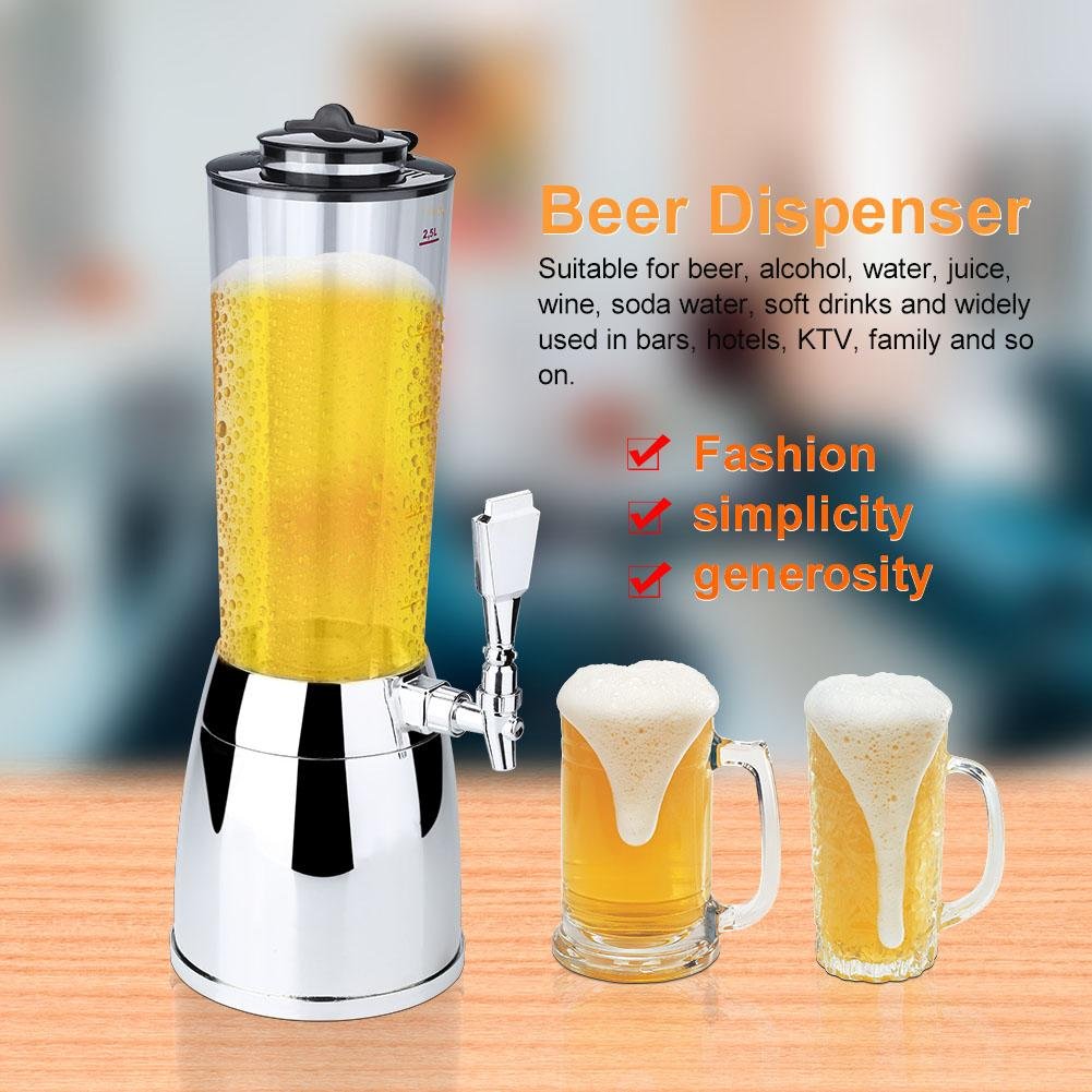 Bierspender - VIFER 2.5L Biermaschine Getränkespender für Wein Wasser Saft Bar Zubehör 1PC(Silber)