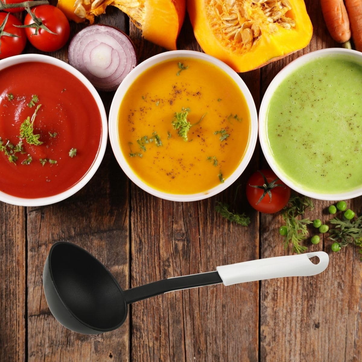 Fackelmann 40080330 Soup ladle"Arcadalina" 12 inch of PP in white/black, One size,