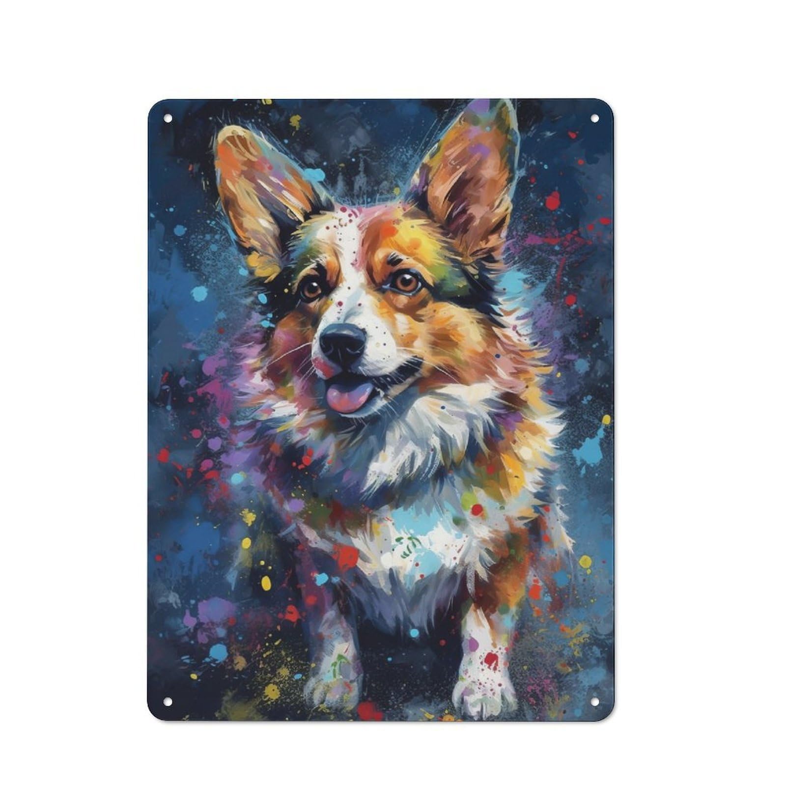 Junmoney Corgi Dog Painting Metal Wall Sign 40X30cm Featuring For Bar Or Restaurant, For Restaurant Interior Fans
