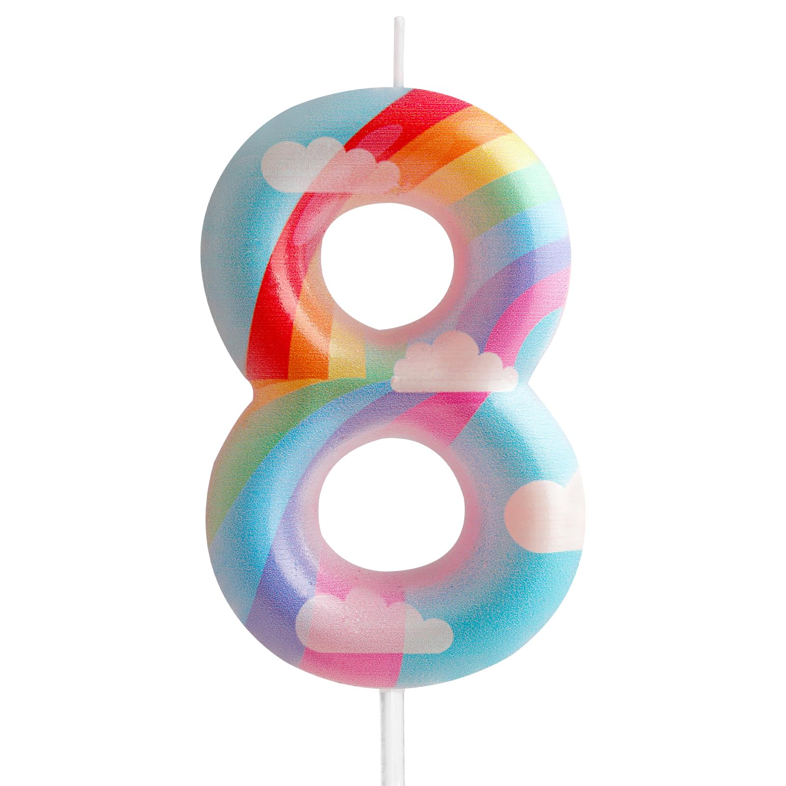 3D-Geburtstagskerze Zahl 8 – Mit Glitzer & Perlen, Regenbogen-Design, Für Kuchen & Cupcakes