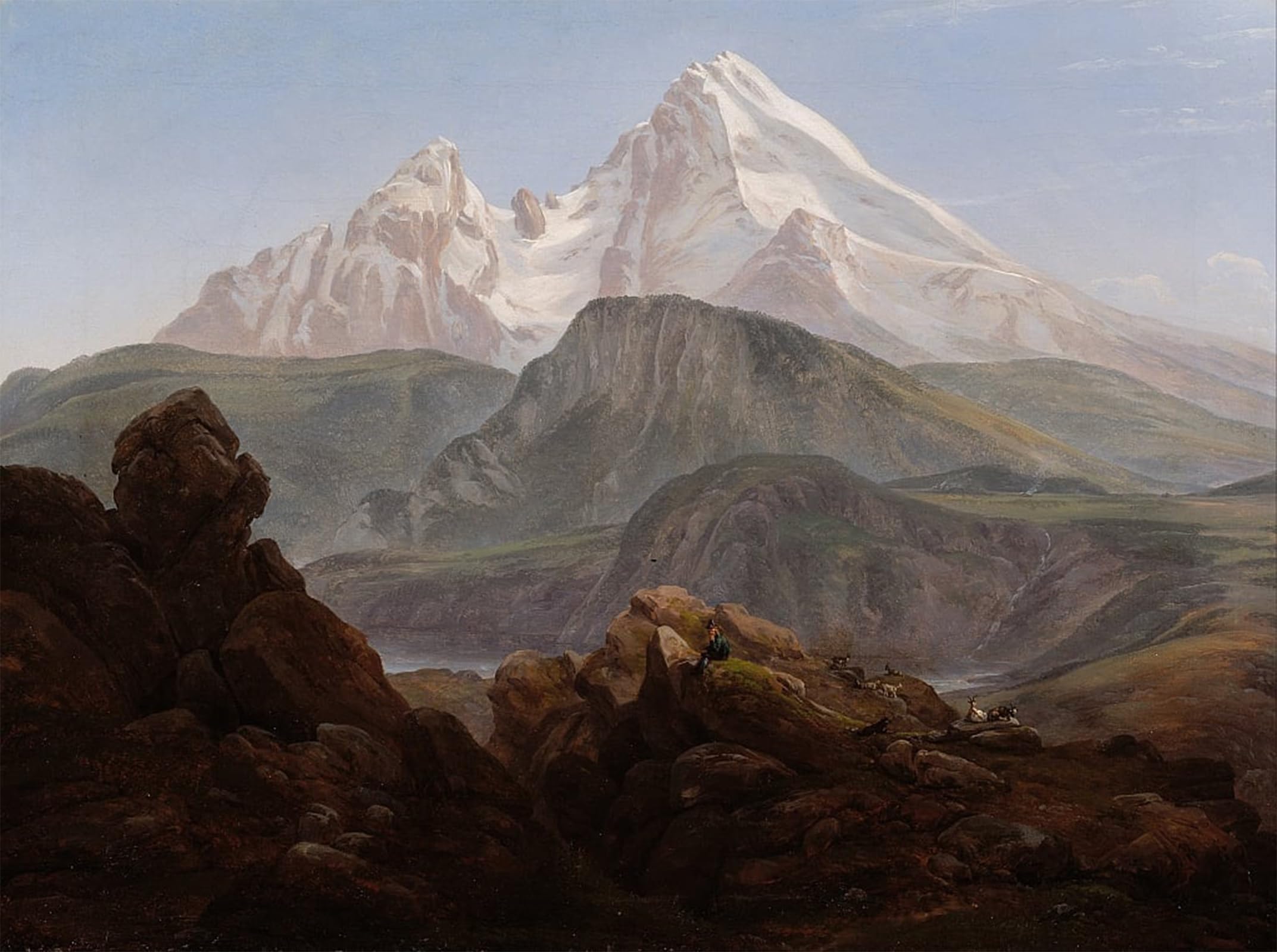 POSTERIIk Vintage Art Print Images Pictures Print the Watzmann by Johan Christian Dahl Modern Colour Posters for Office Home Decor 60x90cm