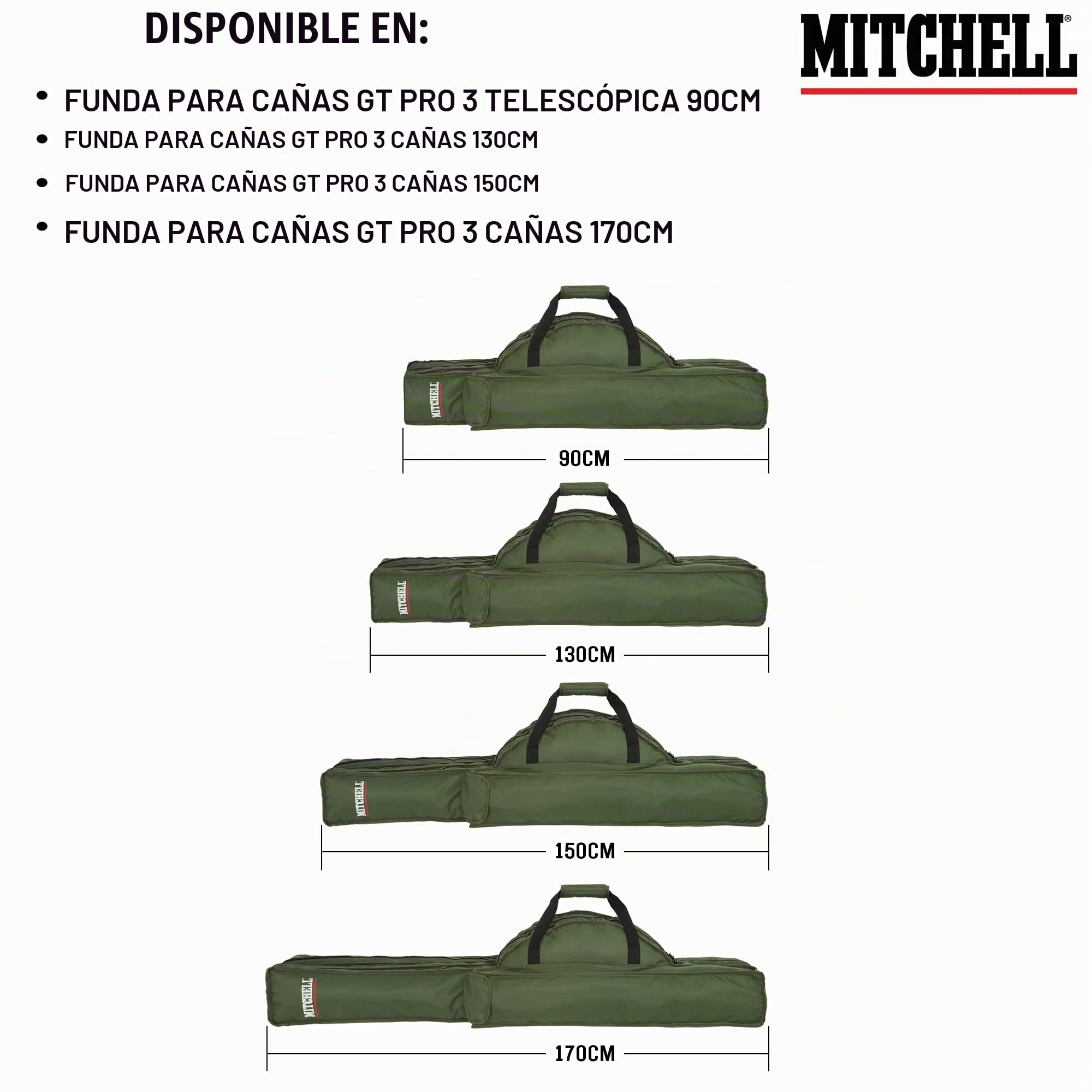 Mitchell GT Pro Bolsa para Cañas de Pescar y Accesorios | Bolsa de Pescador Resistente para Cañas, Carretes, Señuelos y Caja de Aparejos | Bolsillos Organizadores | Impermeable | Varios Tamaños