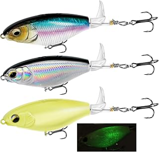 Top Water Bass Fishing Lures - Floating Baits with 360° Rotating Tail for Freshwater & Saltwater