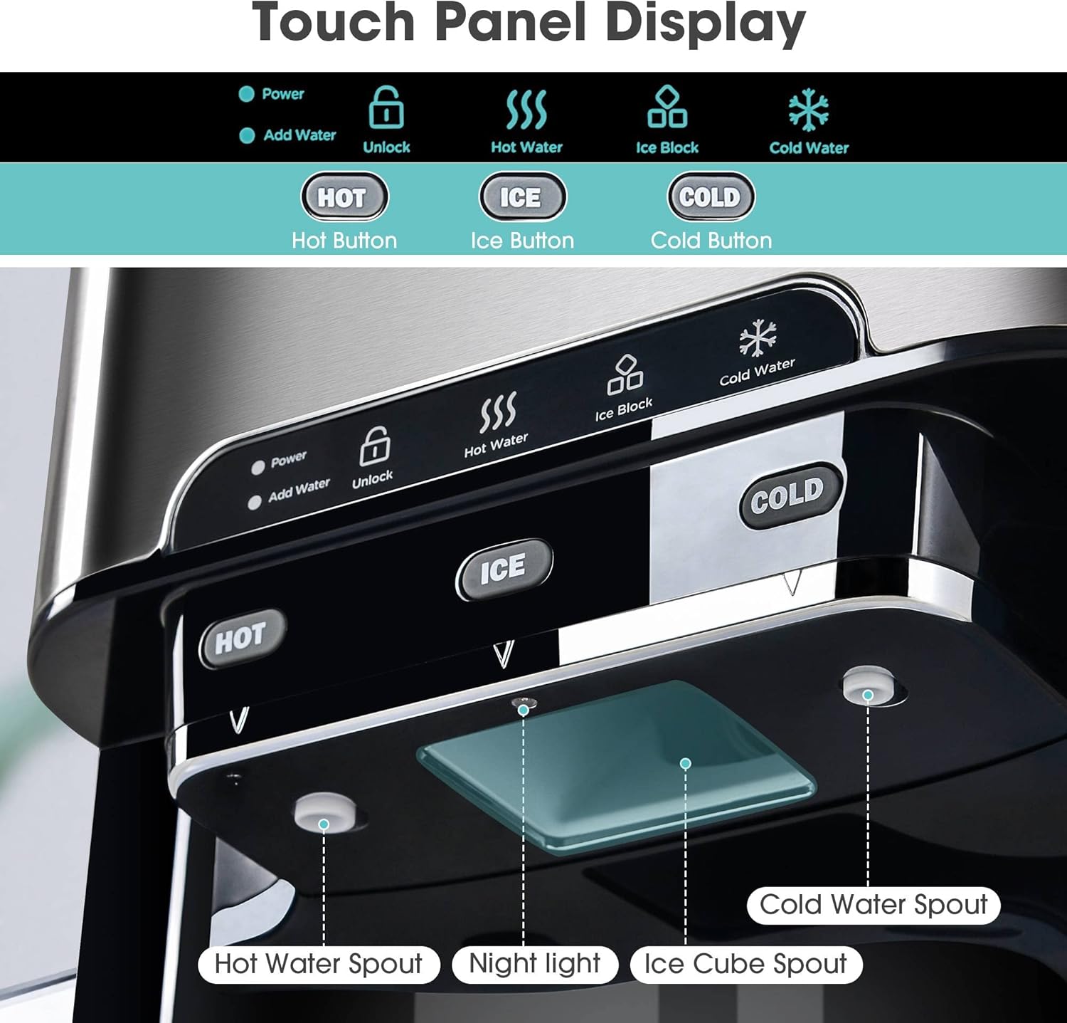 3 in 1 Water Dispenser with Ice Maker Countertop Portable Water Cooler