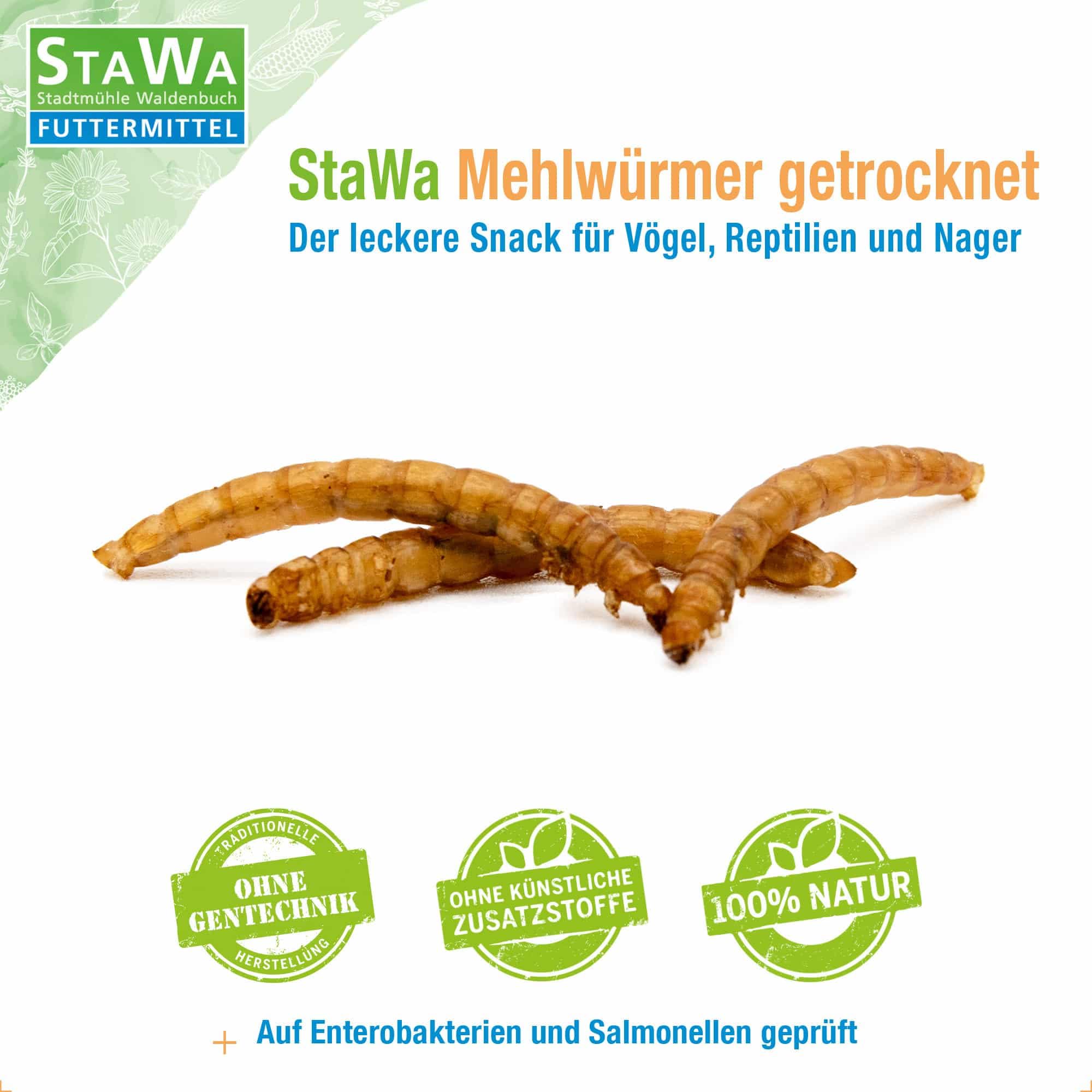 Mehlwürmer getrocknet, proteinreiches Vogelfutter, schonend getrocknet, Snack für Reptilien und Vögel, 2X 5 kg Sparpaket