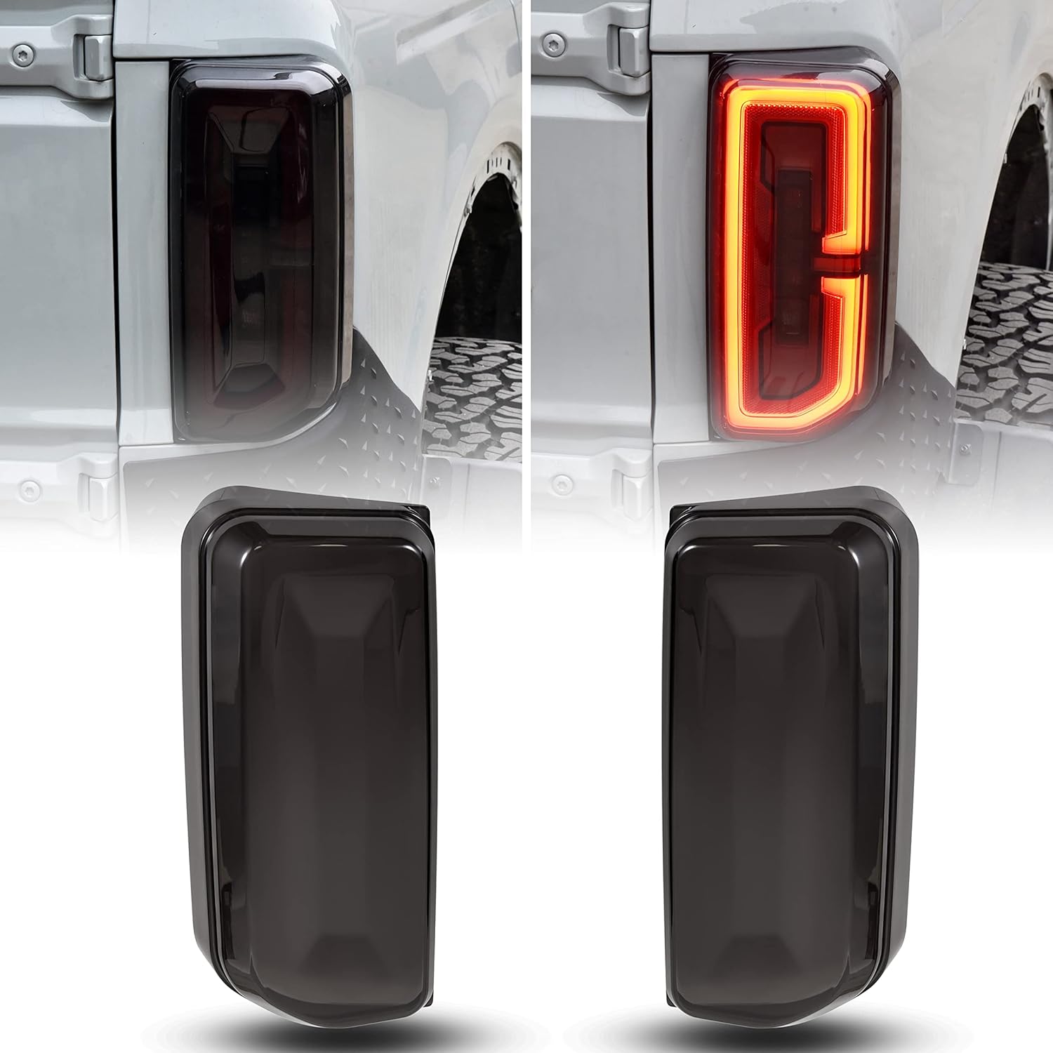 KEWISAUTO Tail Light Covers for Bronco 2021+, Smoked Taillight Covers for Ford Bronco 2/4 Door 2021-2023 (for Badlands/Outer Banks/Wildtrak/Heritage Limited Edition/Everglades)