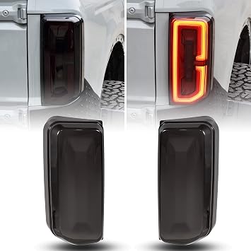 Smoked Black Tail Light Covers for 2021-2023 Bronco Accessories | Only Fit LED Taillight, with 3M Adhesive, Not Fit Bronco Sport, Taillight Guard Covers, 2PCS, for 21-23 Ford Bronco 2/4 Door