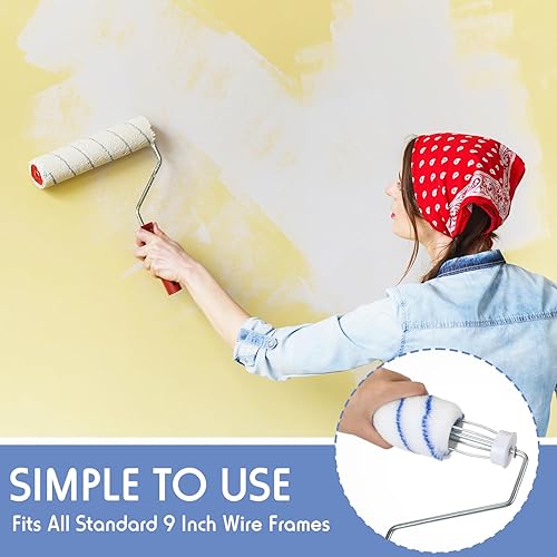 Miniatura 4 de Jerify 36 piezas de 1/2 x 9 pulgadas, cubiertas de rodillos de microfibra para siestas de pinceles de pintura para pared y casa, kit de suministros