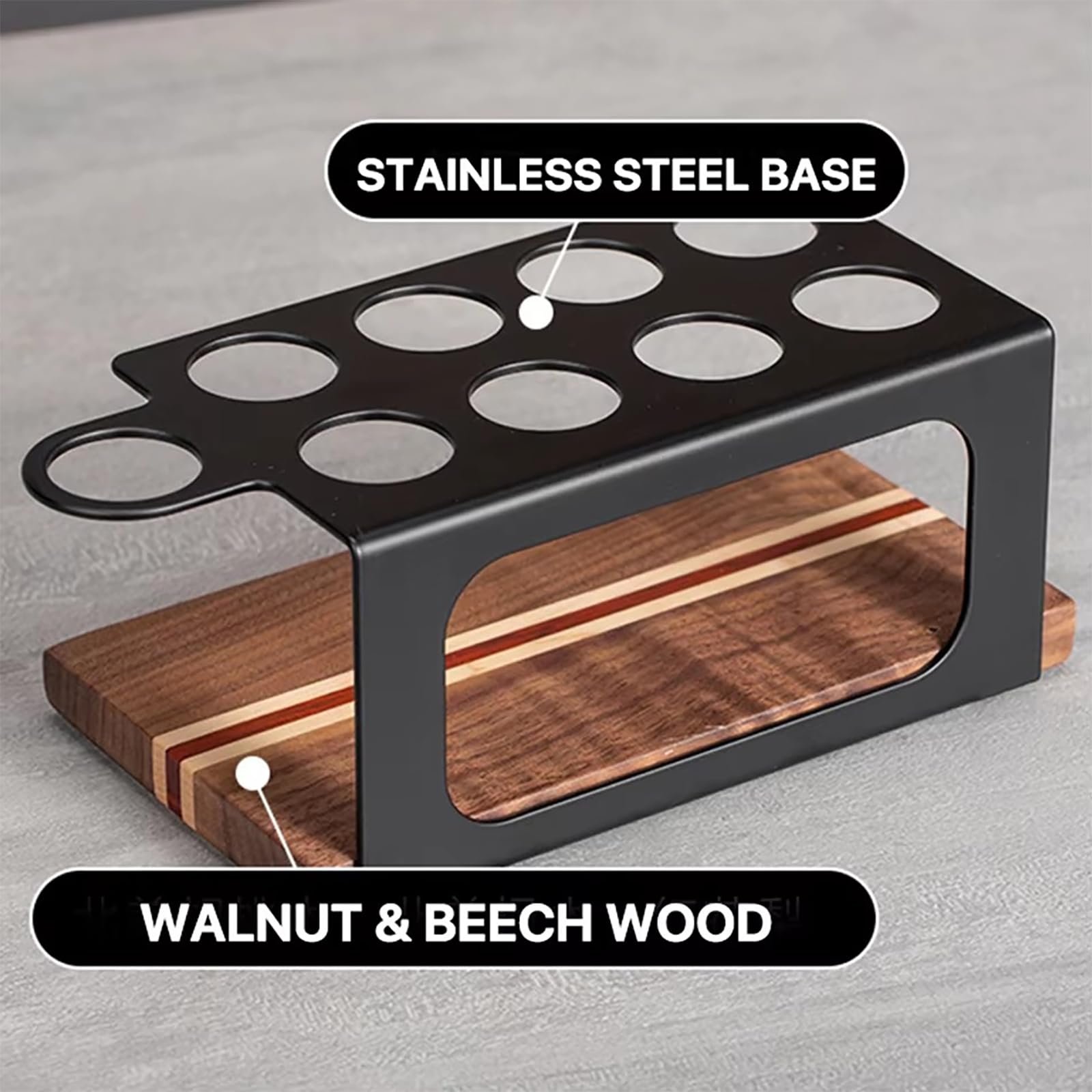 NEWFUN Lote de 8 tubos de granos de café, Recipiente Para Café en Grano con Estante de Madera y Embudo, para Guardar Café en Grano Monodosis, 22 G