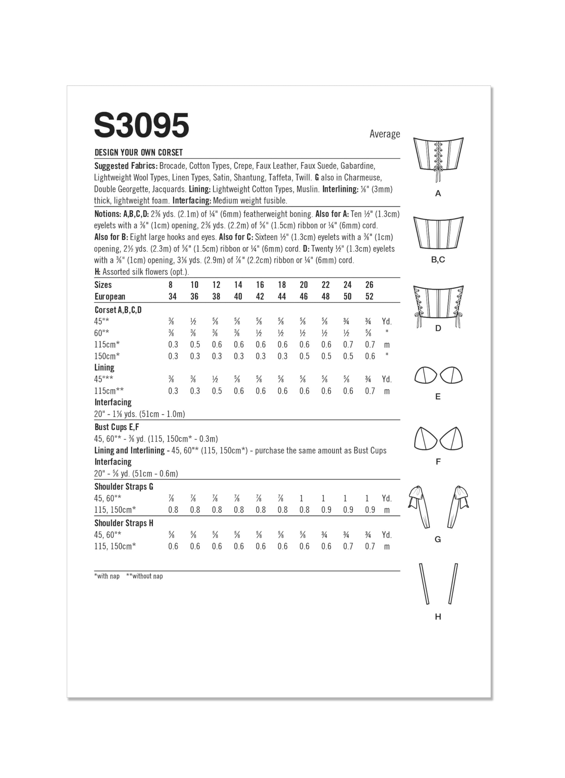 SIMPLICITY Schnittmuster SS3095K5 Korsett zum Selbstgestalten K5 (36-38-40-42-44)
