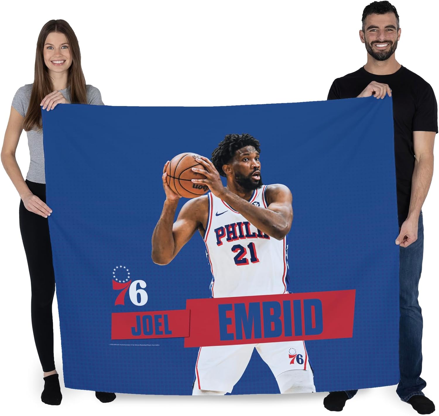 Northwest NBA Philadelphia 76ers Joel Embiid Printed Wall Hanging Tapestry, 34 x 40 in, Woven Polyester Fabric, Decorative Fan Art for Bedroom Office Living Room