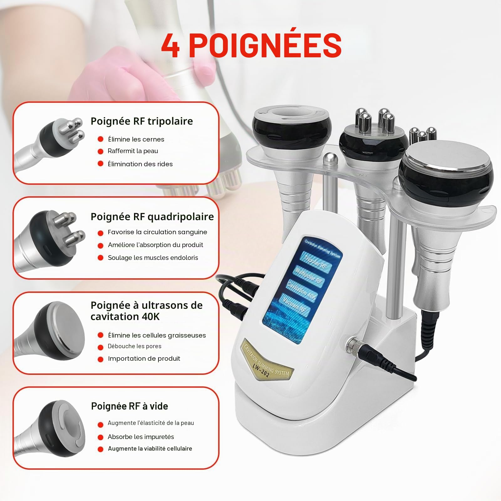 Elitzia Appareil de beauté 4 en 1 pour soins de la peau RF