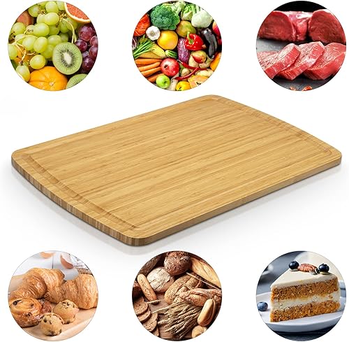 Miniatura 6 de Fashionwu Tabla de cortar de bambú extragrande de 29.9 in para cocina, tablas de cortar de madera grandes de 30 x 20 pulgadas con ranura para jugos,