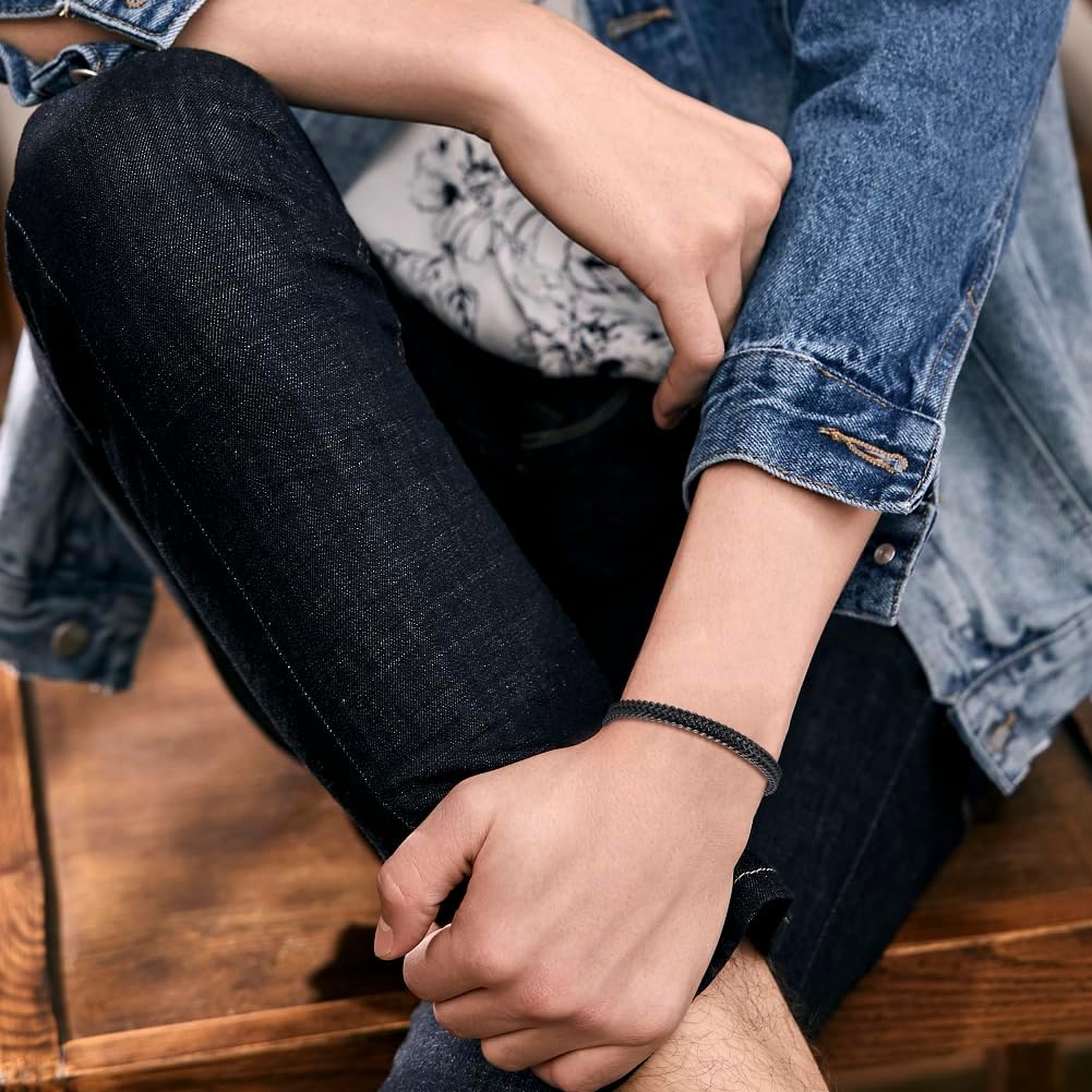 Bracelets for Men-Stainless Steel Magnetic Clasp Franco Chain Mens Bracelet - Image 6