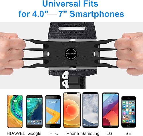 Miniatura 2 de Newppon Brazalete para correr para teléfono celular soporte para Airpods Pro y funda universal giratoria de 360 para iPhone 14, 13, 12, 11 Pro Max