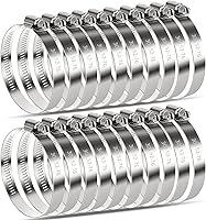 Vista 8 de Abrazadera de manguera, paquete de 10 abrazaderas de manguera de acero inoxidable, ajustables de 1-1/4 pulgadas a 2-1/4 pulgadas, abrazaderas