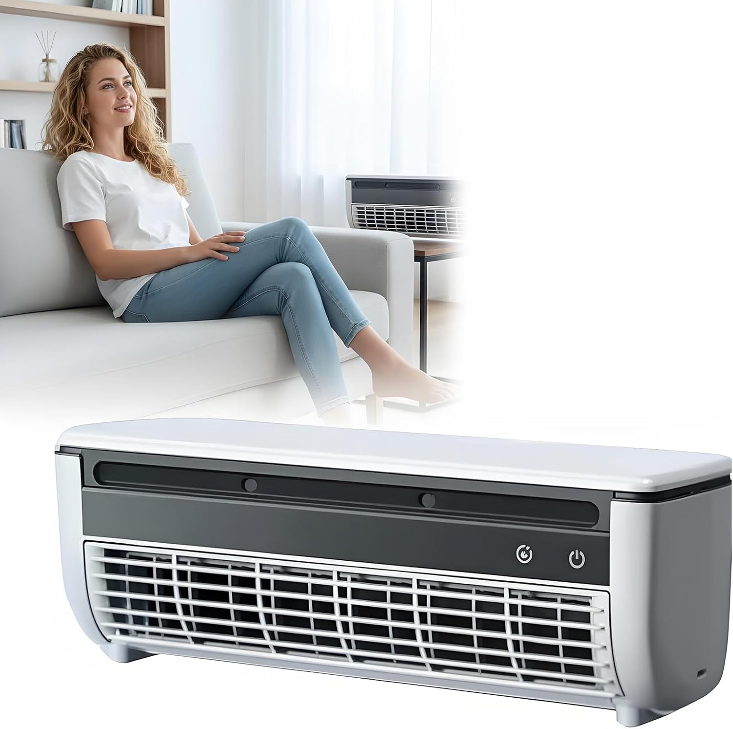 Small Room Mini Air Conditioner Portable, Ductless Mini Ac Unit Cooler, Wall Cooler No Window with Remote Control 3 Speed Fan for Home Kitchen & Bedroom Use(Black)