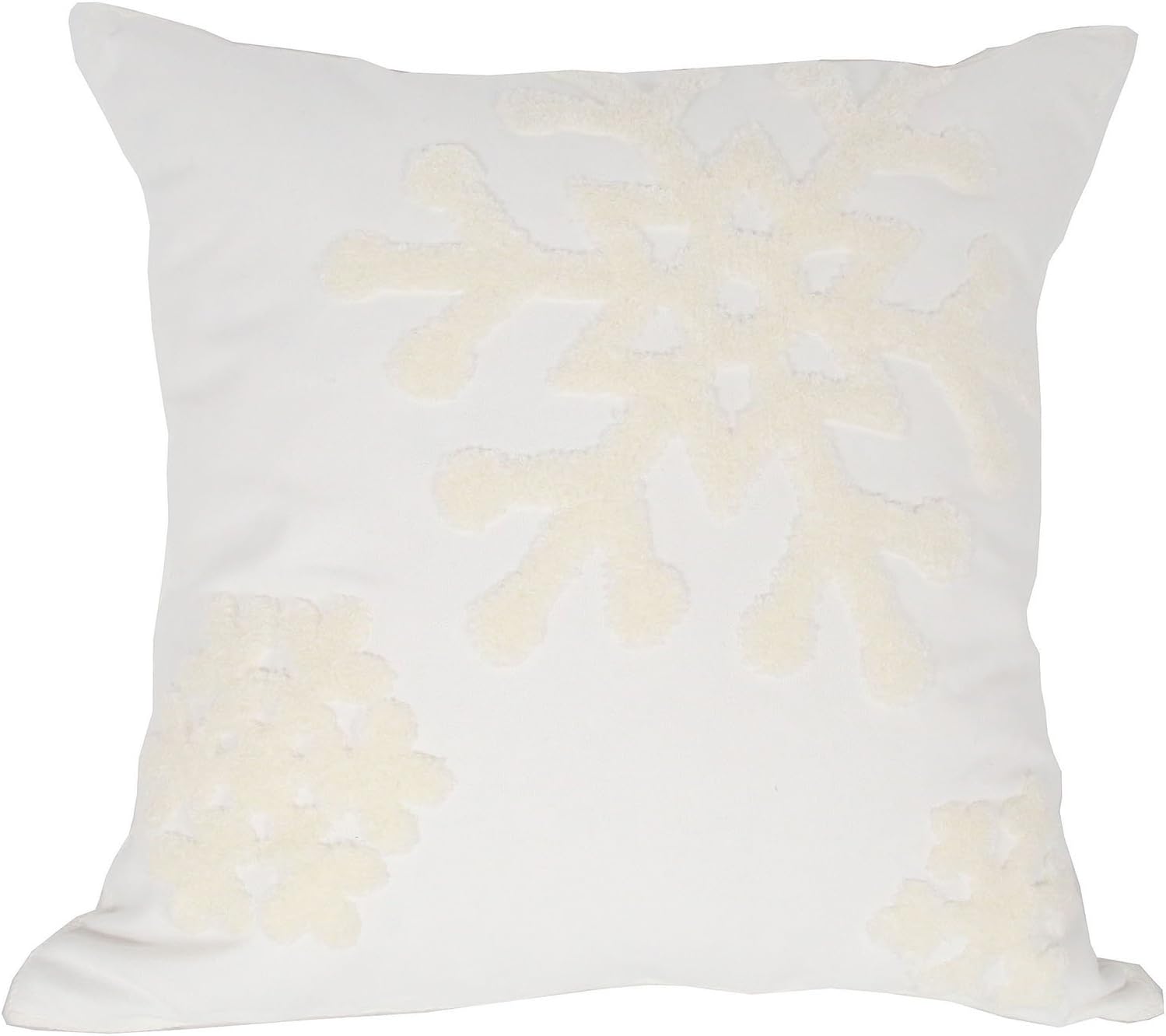 yepmax Canvas Decorative Pillow Covers 18" Embroidered White Snowflakes (White)