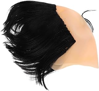 TOYANDONA Balding Cap Costume Short Old Men Wig Fluffy Bald Head Wig Synthetic Halloween Costumes Cosplay Wigs Funny Bald Warrior Hairpiece Japanese Samurai Role Play Prop Bald Head Cap