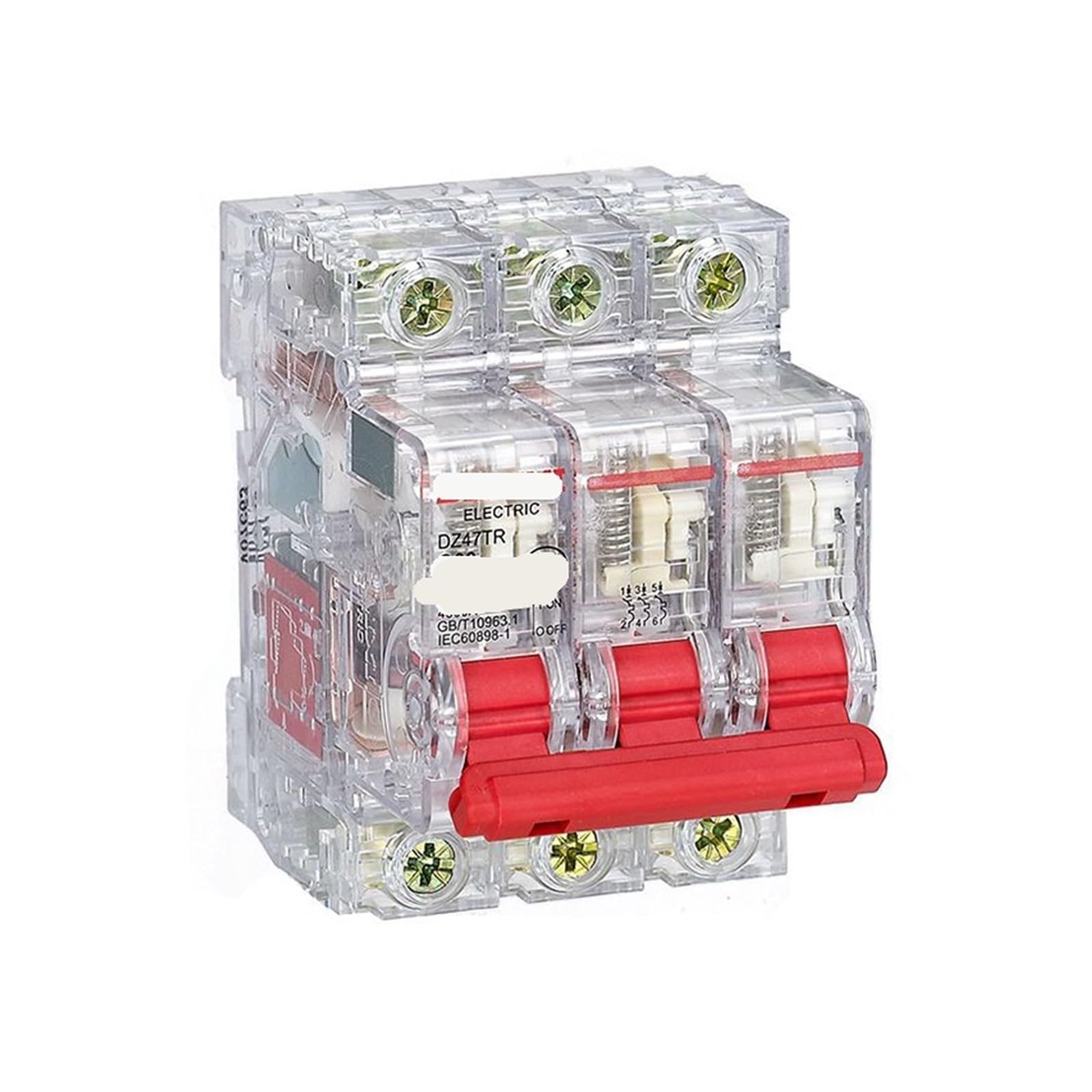 Disjoncteur miniature 3P 25A DZ47TR 6 kA Type C pour tableau électrique