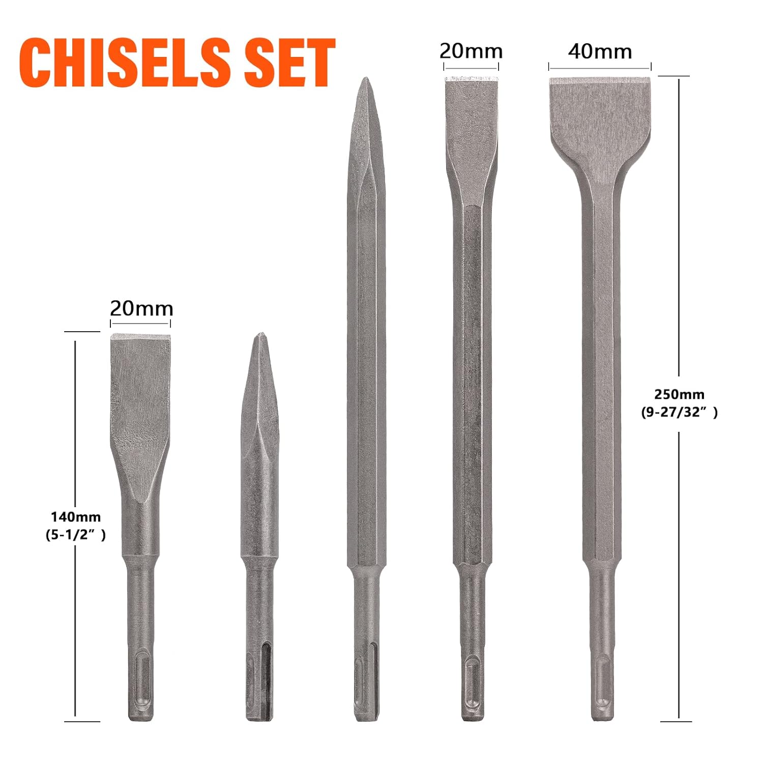 Berserker 17pcs SDS Plus Rotary Hammer Drill Bits and Chisels Set with Storage Case, Carbide-Tipped Bits for Concrete, Masonry, Stone, Brick, Cement, Compatible with All SDS-Plus Rotary Hammers