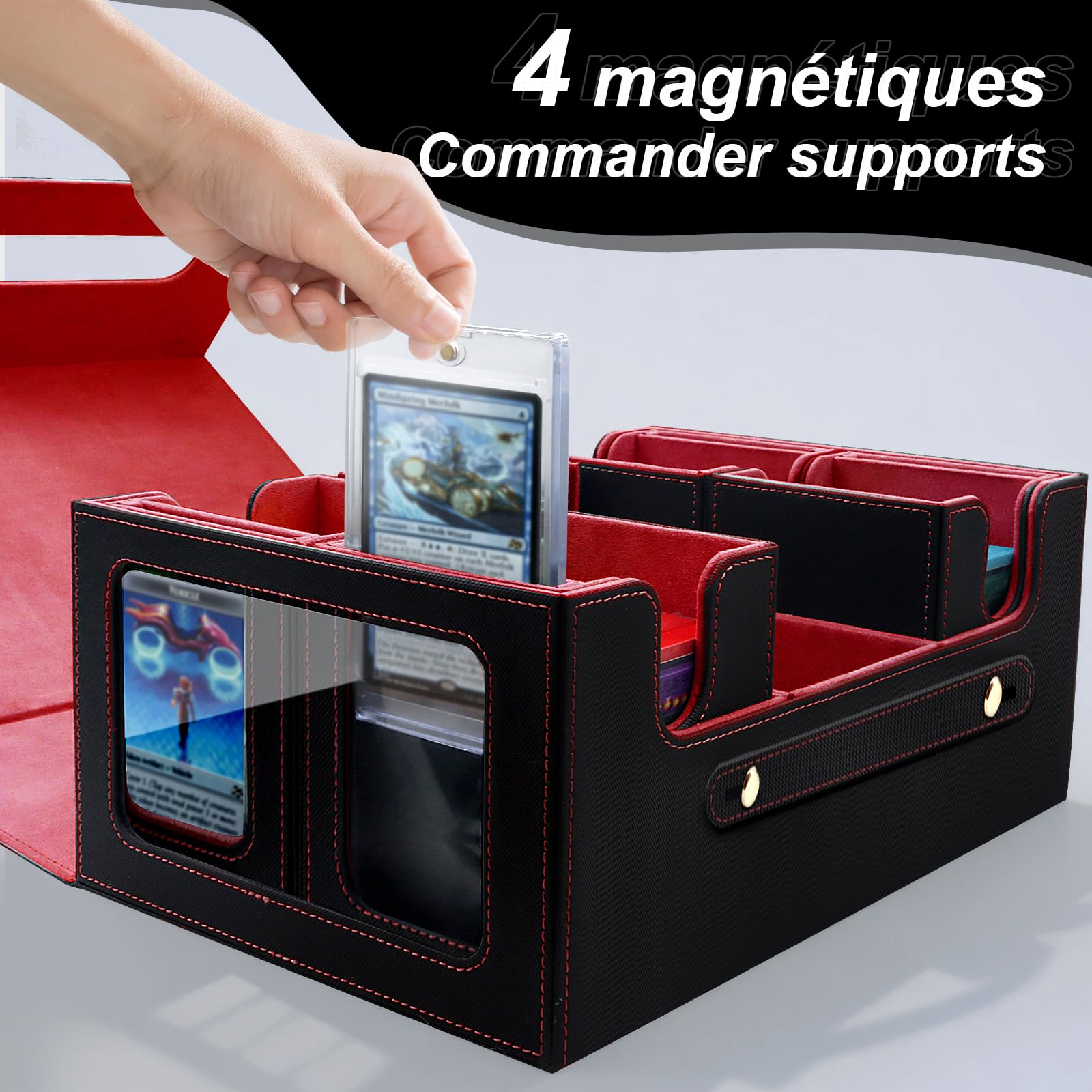 Commander Carte Boite Rangement avec Commander présentoir pour MTG Decks | Deck Box, Boite Rangement Carte avec Cubique box pour Magic The Gathering (MTG) Peut contenir 600 cartes Gris
