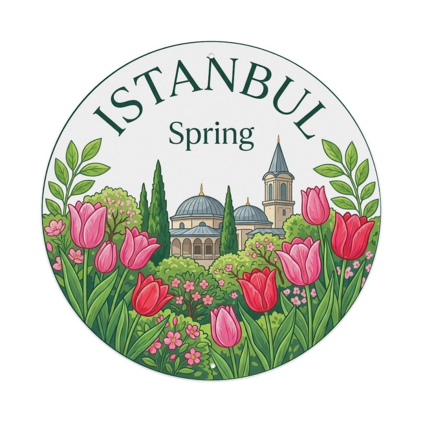 Vintage Travel Istanbul Turkey Spring Vintage Metal Tin Sign Plaque Wall Decor for Cafe, Club Bar, Office, Garden Metal Poster 8x8Inch