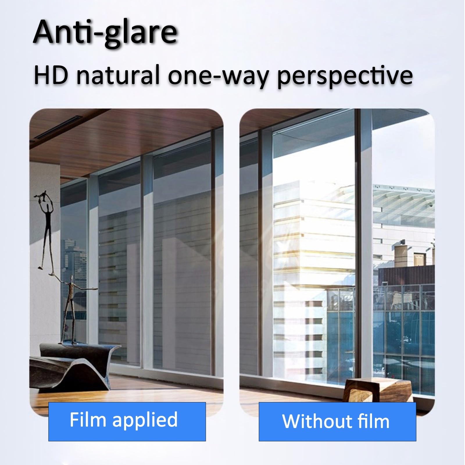 Fenster Sichtschutz Sonnenschutzfolie Spiegelfolie Fenster Innen Oder Außen Fensterfolie, Spiegelfolie One Way Reflektierende Fensterfolie, UV Schutzfolie, Rückstandslose, Wärmeschutzfolie, 90x400cm(1