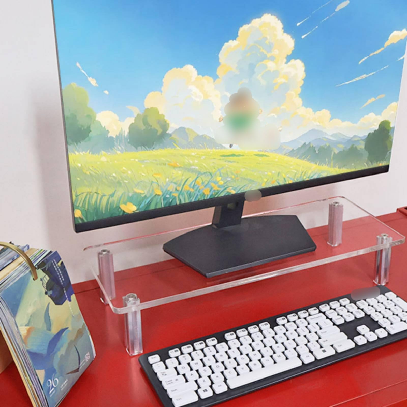 Supporto Acrilico Rialzo Schermo Computer Base Supporto Scrivania Piattaforma Elevatrice Solleva lo Schermo per Postura Corretta E Spazio Sotto per , 60 X 20 Cm